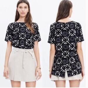 Madewell Industry Batik Grid Button Back Top Black White Size XS